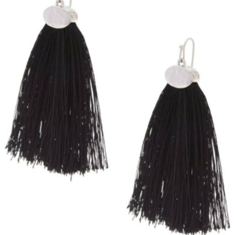 Havana Fan Tassel Earrings Black